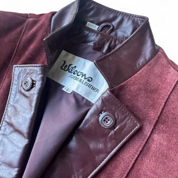 Red vintage Wilson’s leather jacket with suede detailing, - Picture 4 of 6